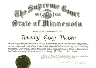 Attorney Timothy Theisen's law license
